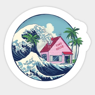 the great wave at kame house Sticker